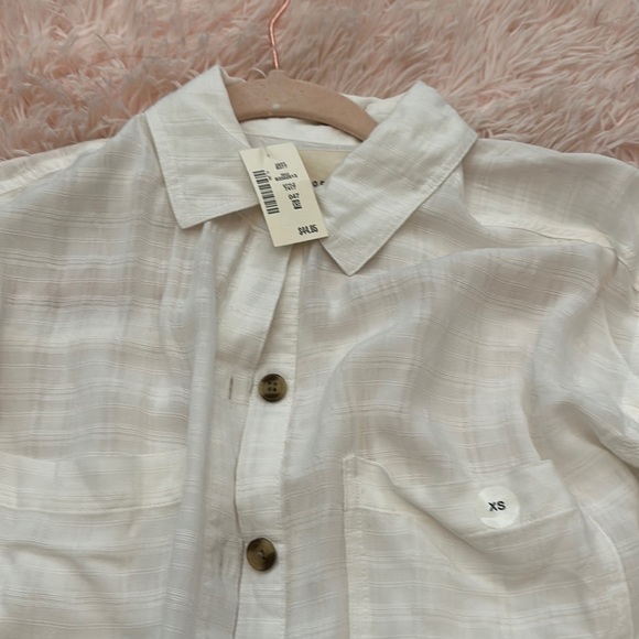 Aeropostale white button up crop shirt loose fit - Picture 1 of 2